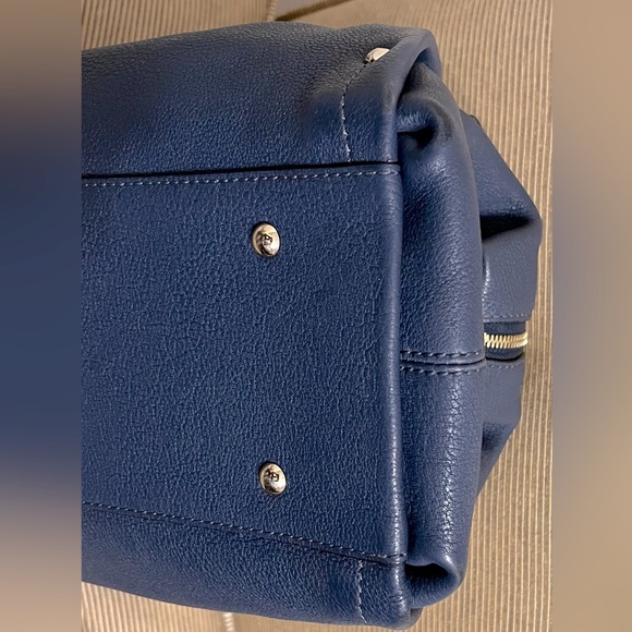 MCM Slate Blue Pebbled Saffiano Leather Satchel - Picture 9 of 17